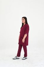 Maroon Scrubs Women – Female Doctor Scrubs |  Comfort Fit - Image 2