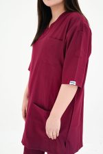 Maroon Scrubs Women – Female Doctor Scrubs |  Comfort Fit - Image 3