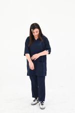 Navy Blue Scrub,s Women – Women's Medical Uniform | Stretchable Poly Spandex - Image 3