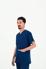 Navy Blue Men Scrubs Suit — Stretchable Medical Uniform for Male Doctors & Surgeons | Medyss - Image 3