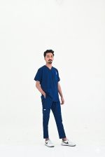 Navy Blue Men Scrubs Suit — Stretchable Medical Uniform for Male Doctors & Surgeons | Medyss - Image 2