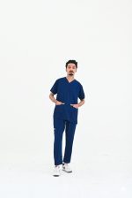 Navy Blue Men Scrubs Suit — Stretchable Medical Uniform for Male Doctors & Surgeons | Medyss