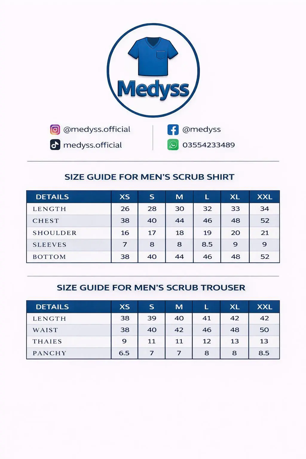 medyss men size chart